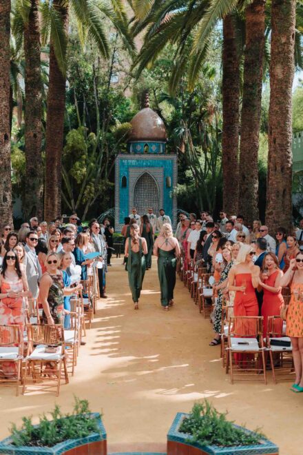 Bridesmaids entrance at outdoor wedding ceremony