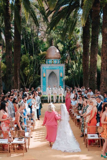Bride entrance with mother emotional moment