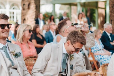 Groom reaction during ceremony vows