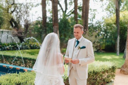 Groom reaction during ceremony vows