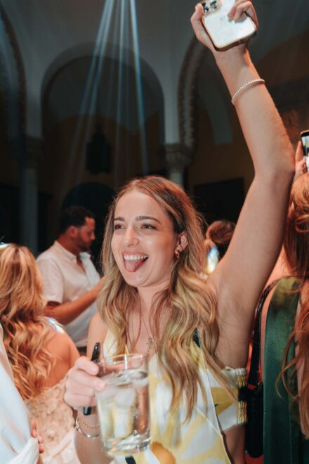 Wedding party dancing in Seville at Hacienda Villa Luisa