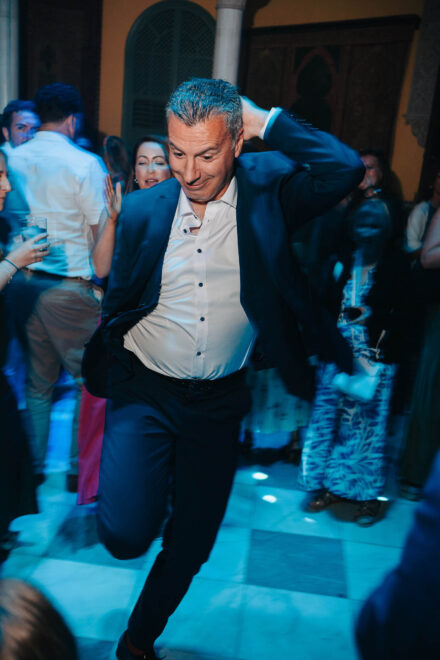 Wedding party dancing in Seville at Hacienda Villa Luisa